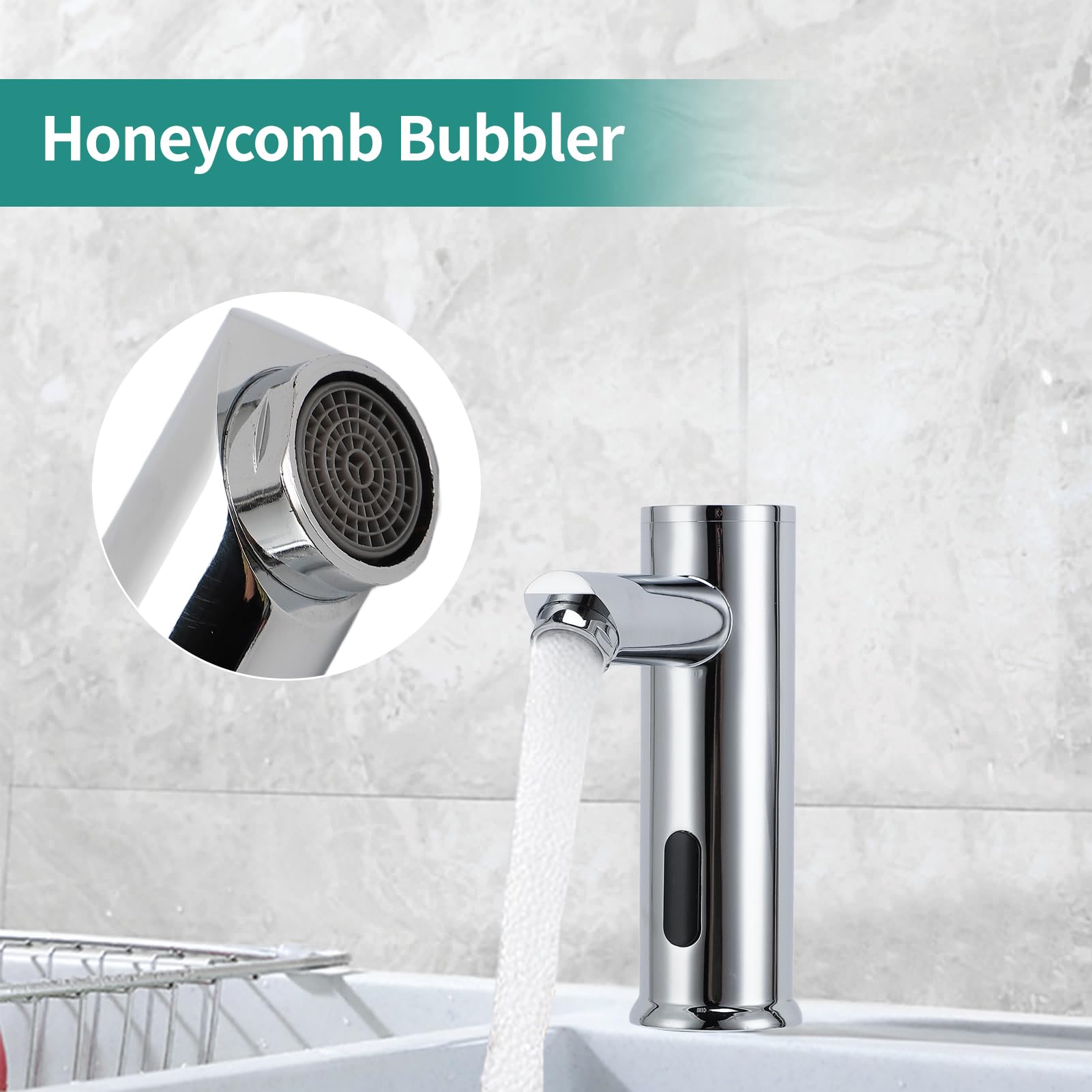 Gugxiom Touchless Bathroom Faucet, Grifo Automático con Sensor Grifo de Latón 1 Agujero, Grifo para Bathrooms Kitchens Toilets