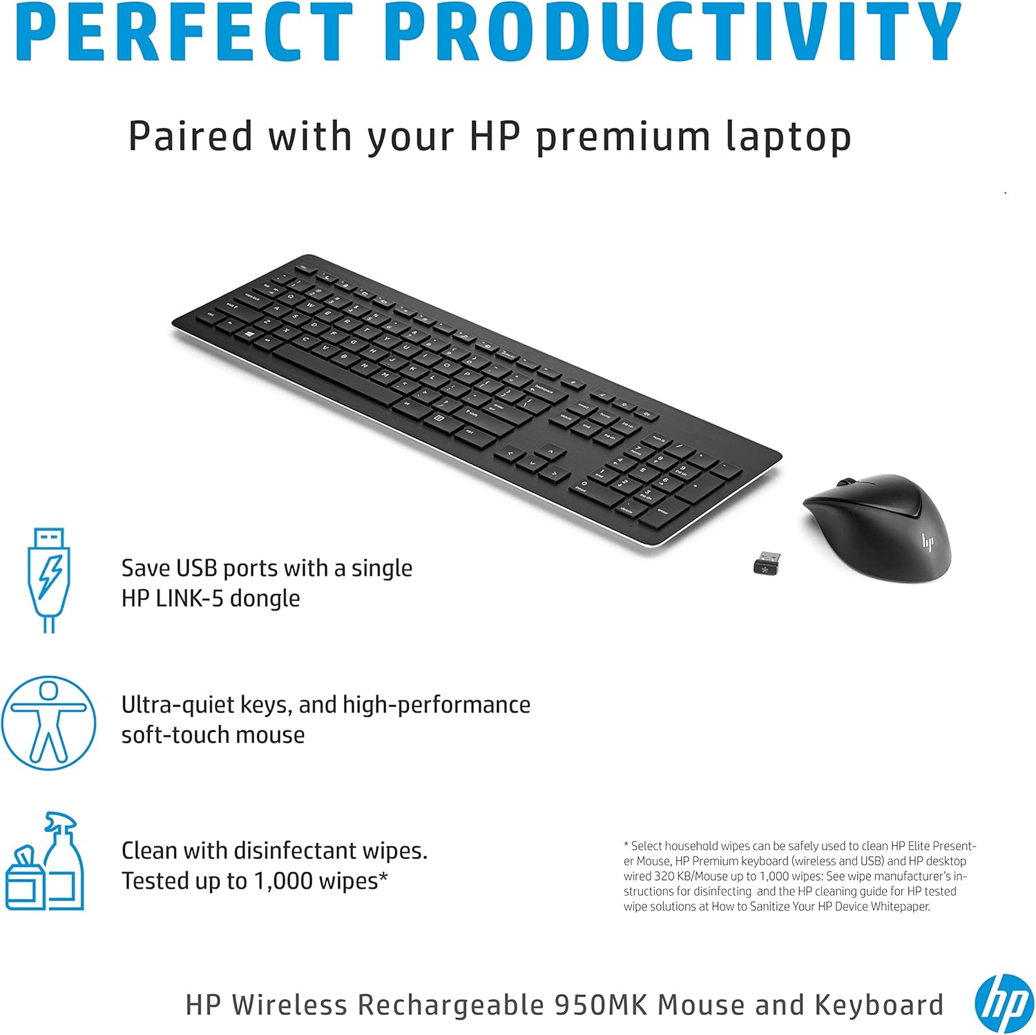 HP Wireless Rechargeable 950MK Mouse and Keyboard