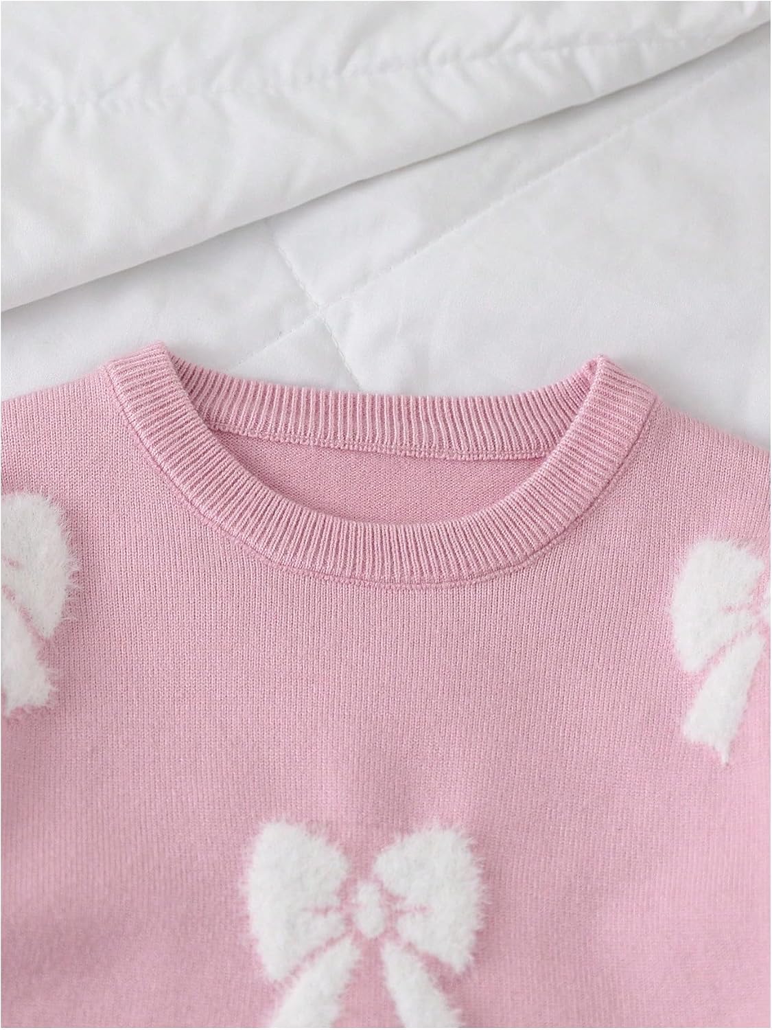 Verdusa Toddler Girl's Cute Bow Sweater Coquette Knit Tops Cozy Fall Pullovers