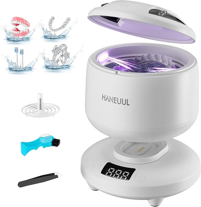 2026 Ultrasonic Retainer Cleaner Machine, Removable Base and Top Cover White | 12 months warranty, Dental, jewelry, Aligners, Braces, Night Guards, Mouth Guards