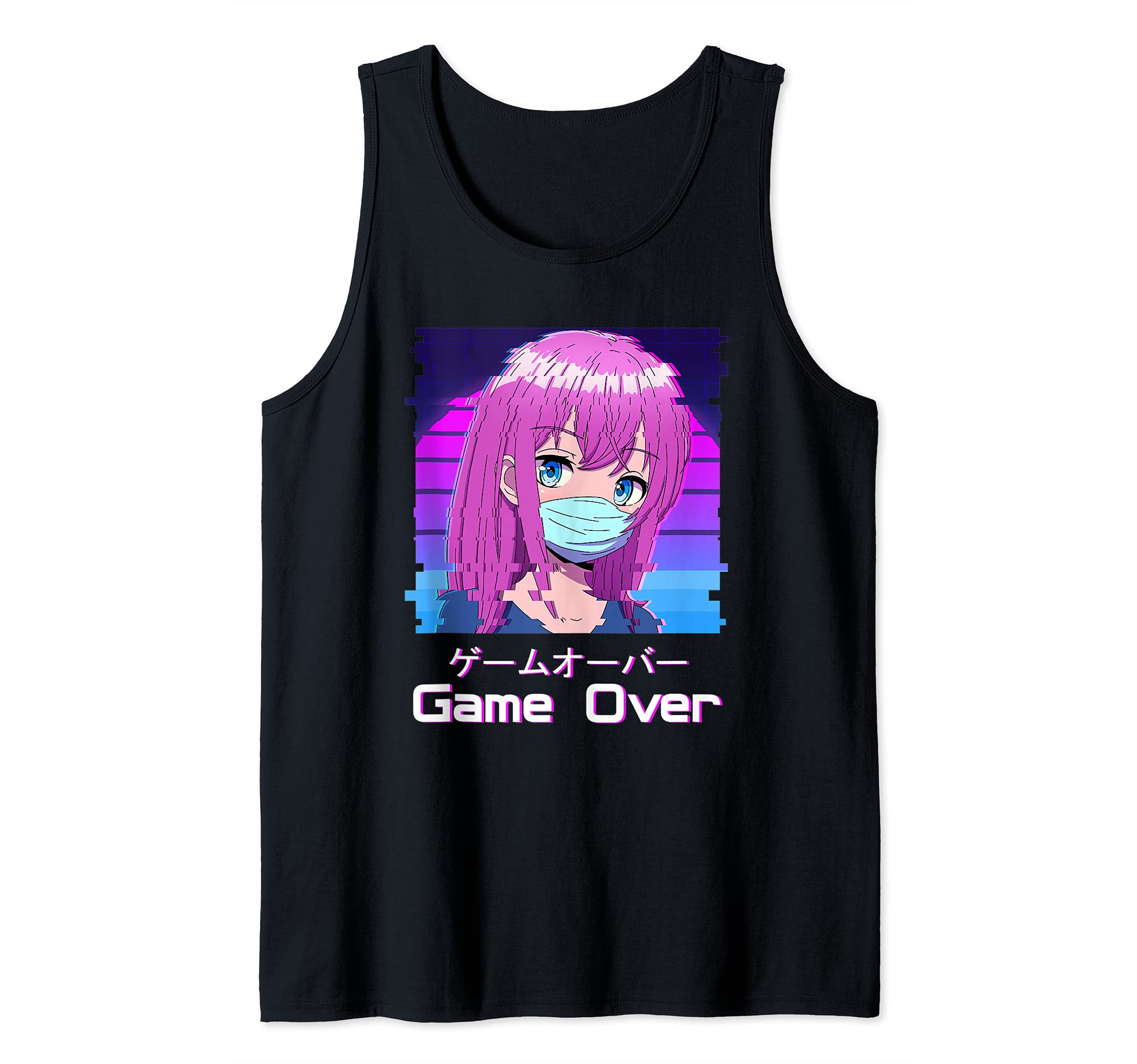 Game Over AntiSocial Japanese Vaporwave Aesthetic Anime Girl Tank Top