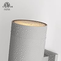 Vista 3 de mirrea Lámpara moderna para porche al aire libre en 2 luces con cilindro de aluminio y cubierta de vidrio templado, aplique de pared impermeable