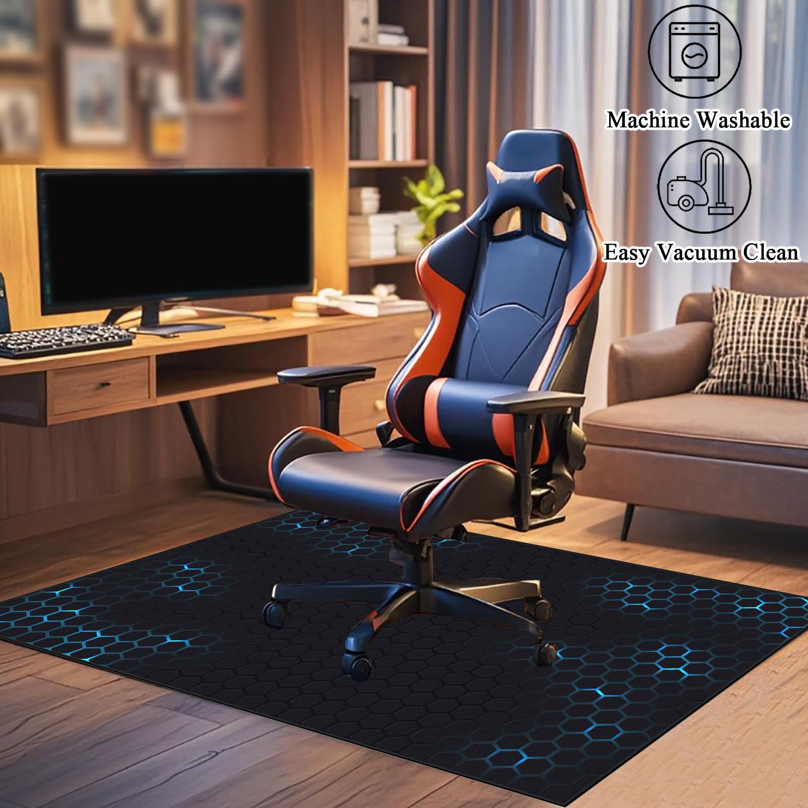 Bodenschutzmatte Bürostuhl, Gaming Stuhlmatten, Bürostuhlmatten, Gaming Stuhl Unterlage, Stuhlunterlage, Schreibtischstuhl Unterlage Geeignet für Büro und Zuhause, Rechteckig Bodenmatte 90 x 120 cm