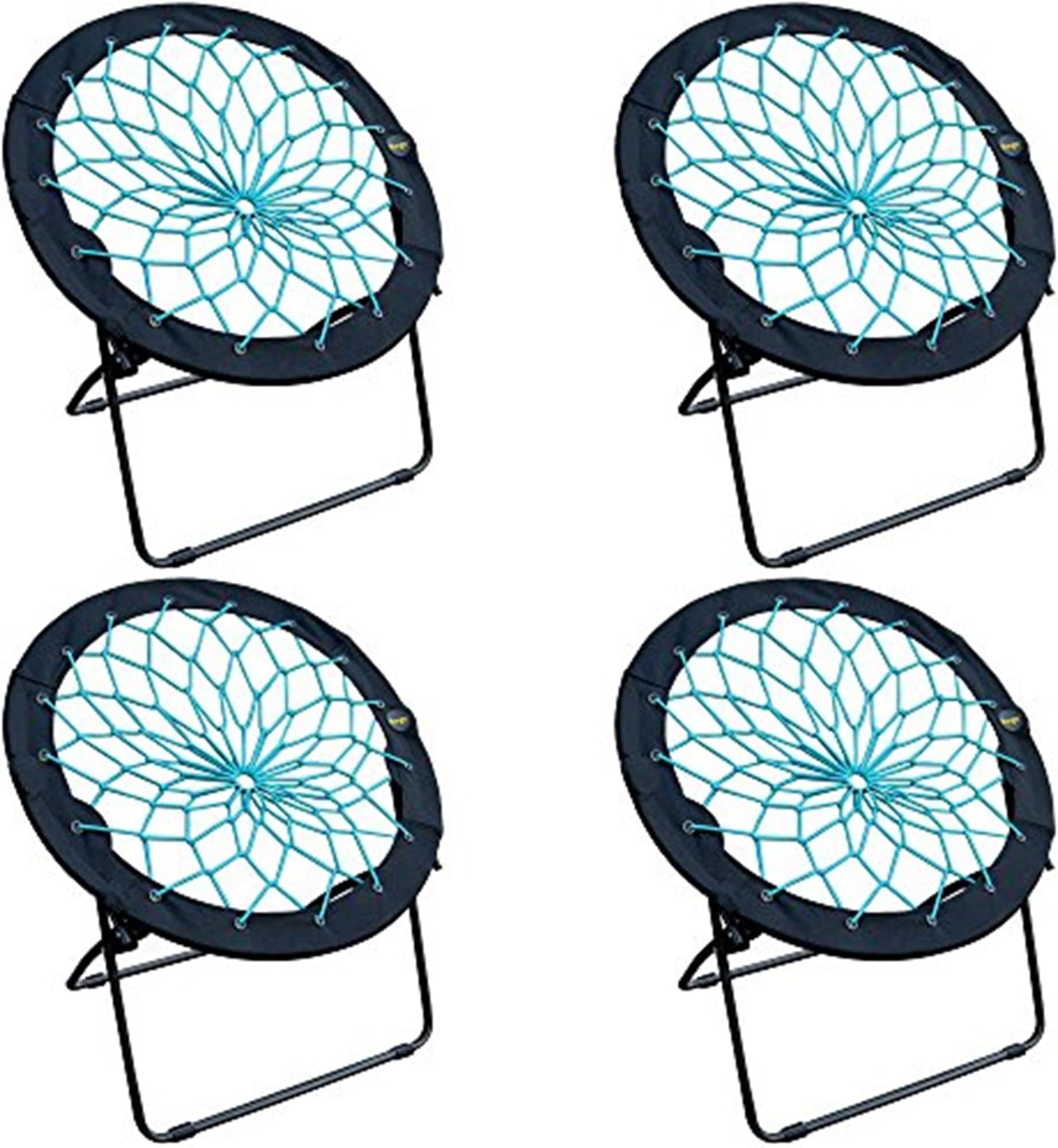Zenithen Foldable 32" Bunjo Bungee Chair, Teal (Pack of 4) - Lightweight Collapsible Seating for Teens, Adults, Dorms, Bedrooms, Camping & Gaming - 225lb Capacity Portable Seat