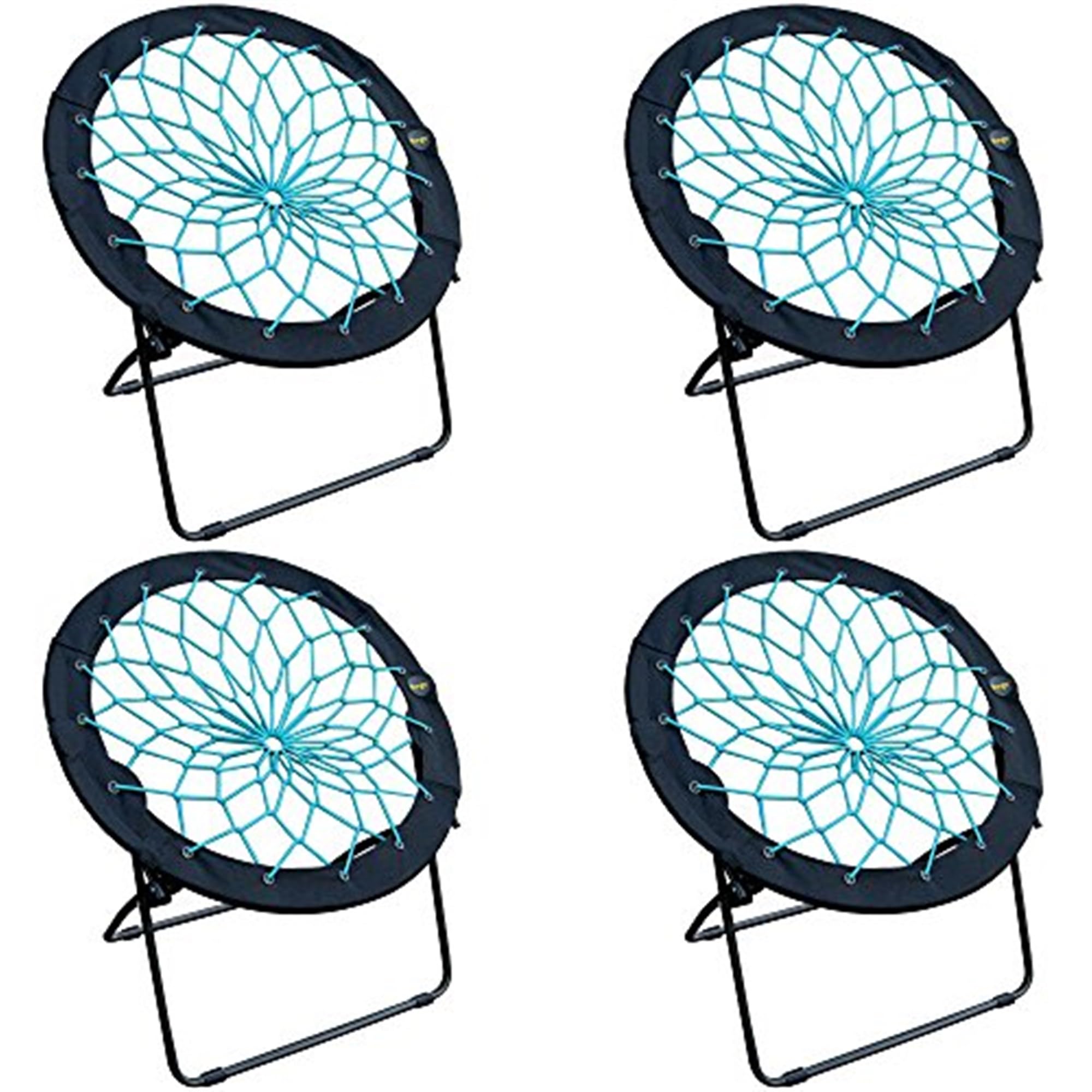 Zenithen Foldable 32" Bunjo Bungee Chair, Teal (Pack of 4) - Lightweight Collapsible Seating for Teens, Adults, Dorms, Bedrooms, Camping & Gaming - 225lb Capacity Portable Seat