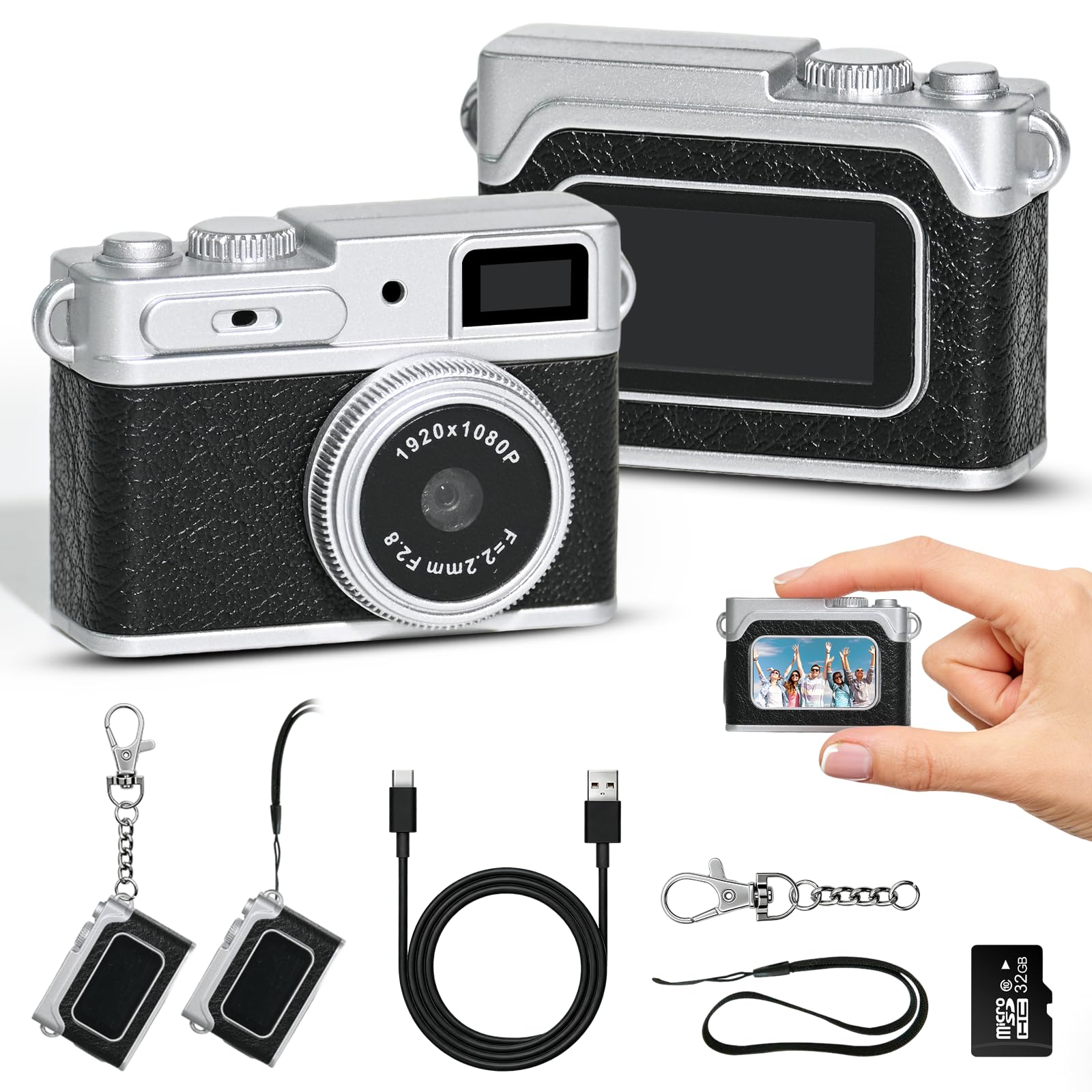Mini Digital Camera 1080P HD - Keychain Small Camera with 64GB Card, 0.96" HD Display, Fun Pocket-Sized Gadget for Kids & Adults,Video Recorder with Long Battery Life for Travel, Black-picture-20