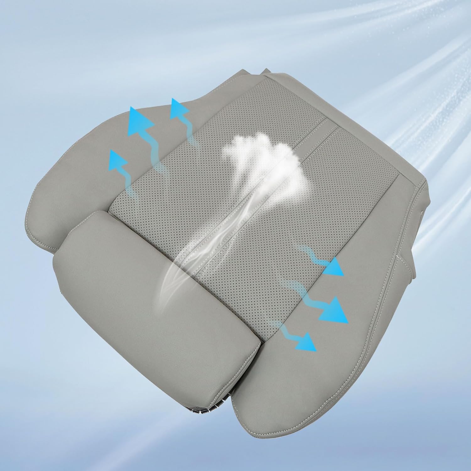 Driver Bottom Perforated Leather Seat Cover Gray Compatible with Cadillac SRX 2010 2011 2012 2013 2014 2015 2016