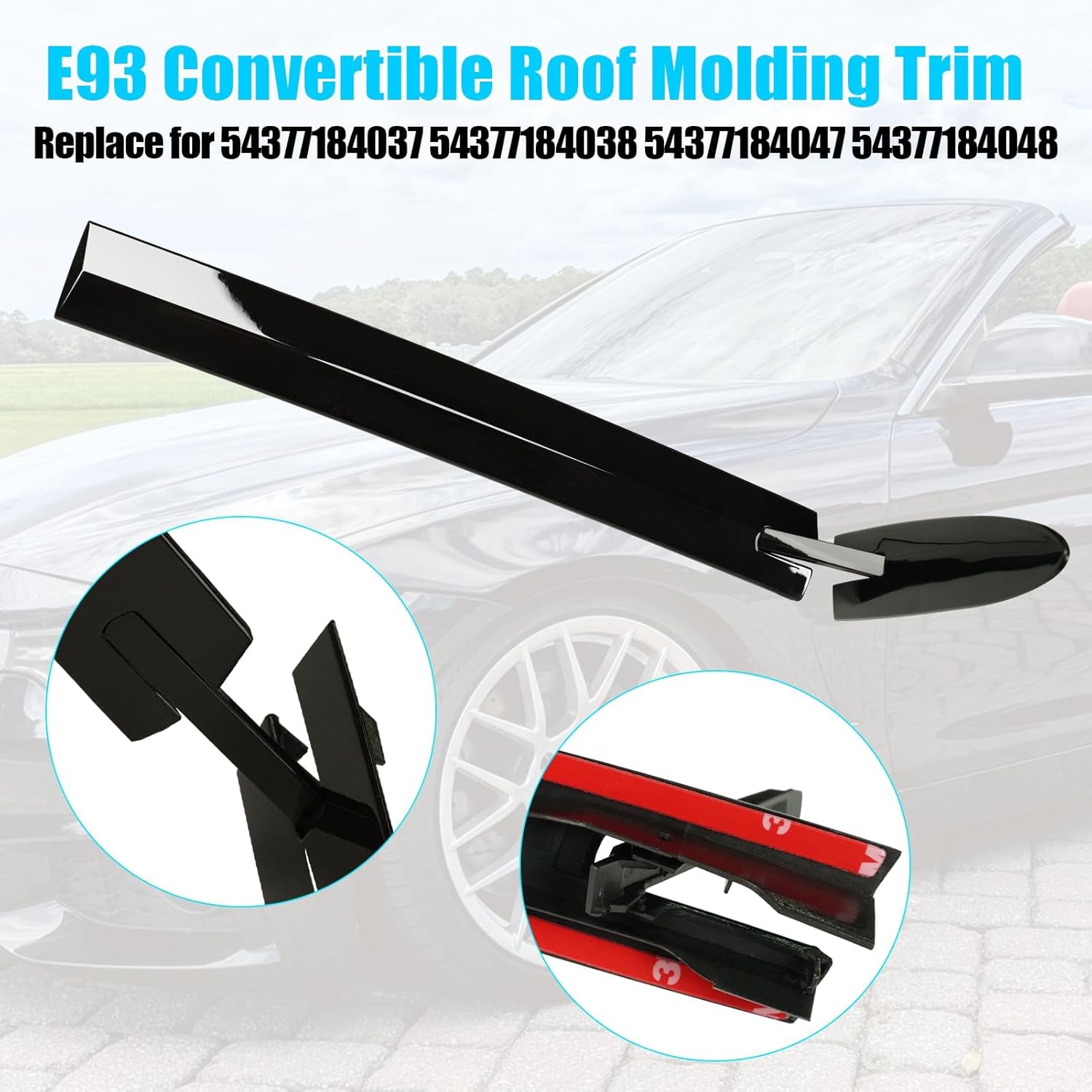 Jaronx Compatible with BMW Convertible Roof Hinge Cover (Black Sapphire) 3' E93 2006-2011,4' F33/M4 F83 2014-2019,4PCS Left&Right Top Roof Molding Cover 54377184037 54377184038 54377184047 54377184048