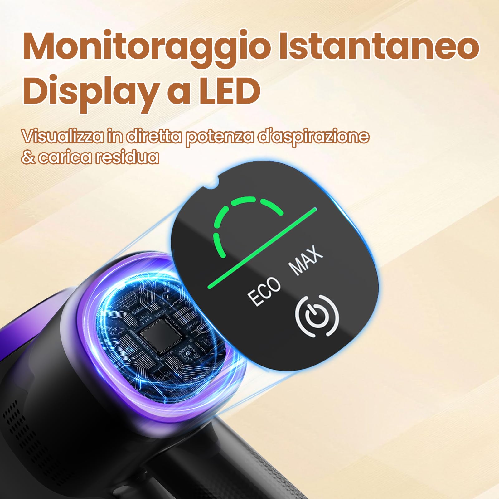 Zynet S9 Aspirapolvere Senza Fili, 45000Pa/500W/45Min Scopa Elettrica Senza Fili con Tubo Pieghevole e Supporto a Parete, Motore Brushless, per Peli di Animali Domestici, Tappeti e Pavimenti Duri