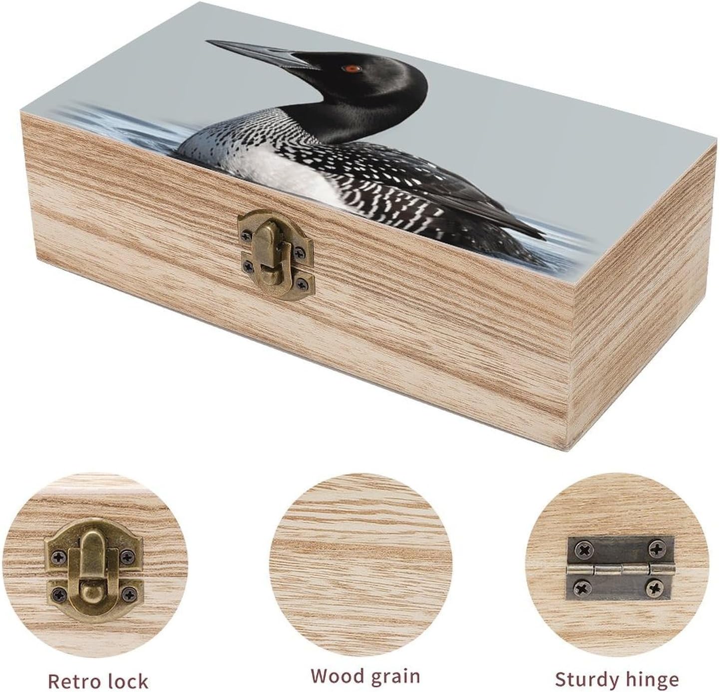 Loon Nature Bird Paulownia Wood Storage Box image 3