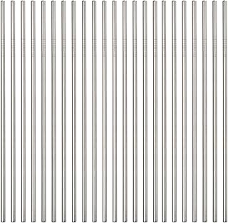Sunwinc Reusable Metal Straws 100 Pieces,10.5'' Stainless Steel Straws All Straight Straws for 20oz 30oz Tumbler Yeti Cup, Drinking Metal Straws Bulk for Wholesale (100pcs All Straight Silver-10.5")