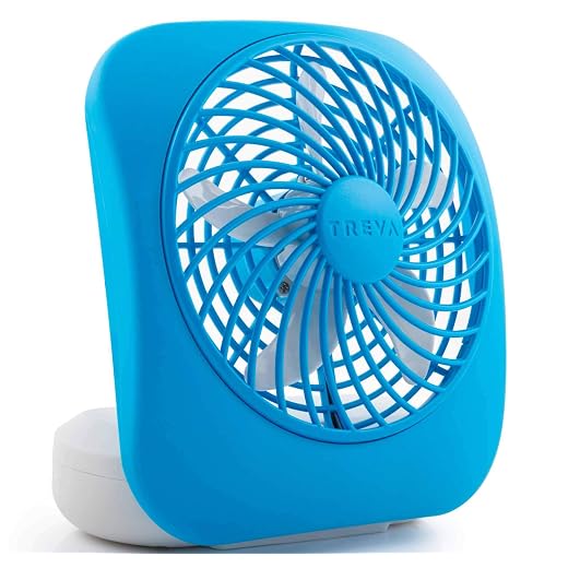 O2COOL Treva 5 in Portable Battery Powered Desk Fan 2-Speed Blue