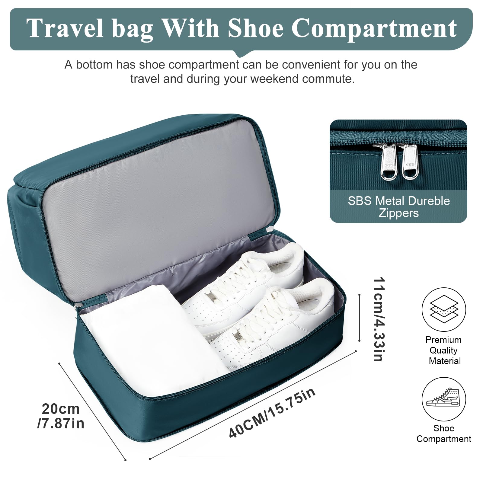 SEAFEW Borsone da Viaggio,Bagaglio a Mano 40x30x20 Ryanair Borsa da Viaggio con Scomparto per le Scarpe,Borsa da Cabina Ryanair Borsa Sportiva Borsone da Palestra Borsa da Weekend,C04-Blu pavone