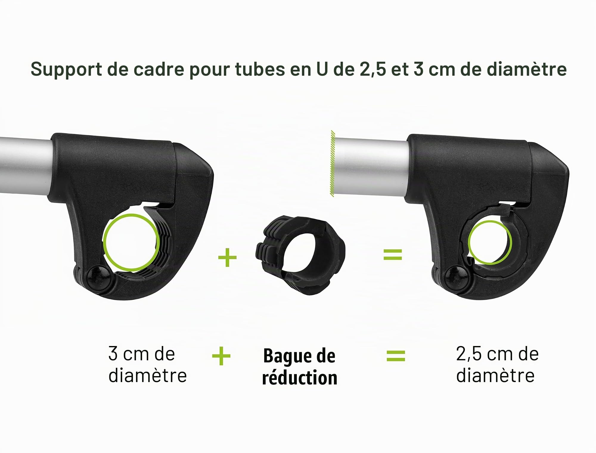 EUFAB 11247 Support de Cadre à Sangle réglable 27 cm, Noir/argenté