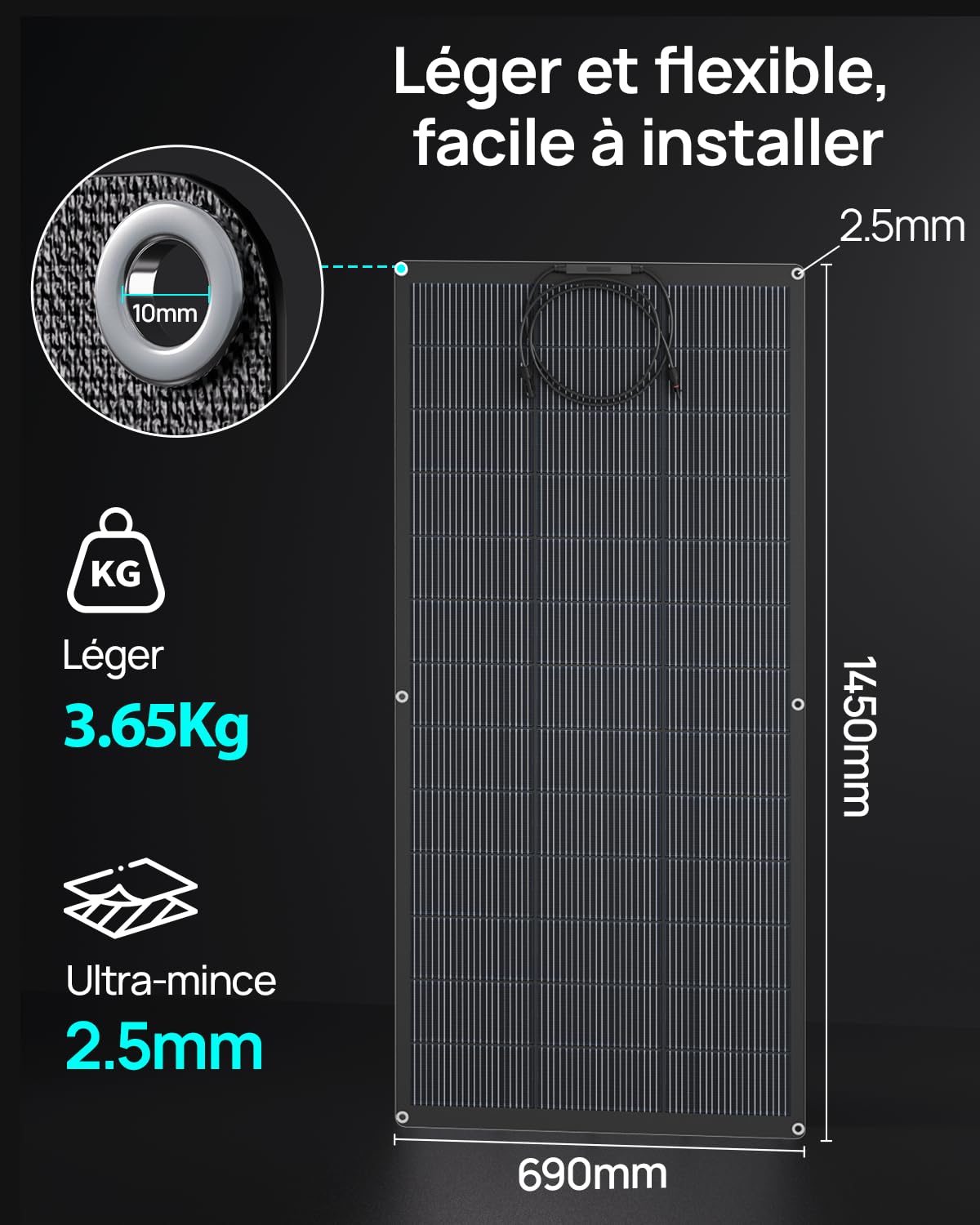 ECO-WORTHY Panneau Solaire Souple 200W Matériau ETFE