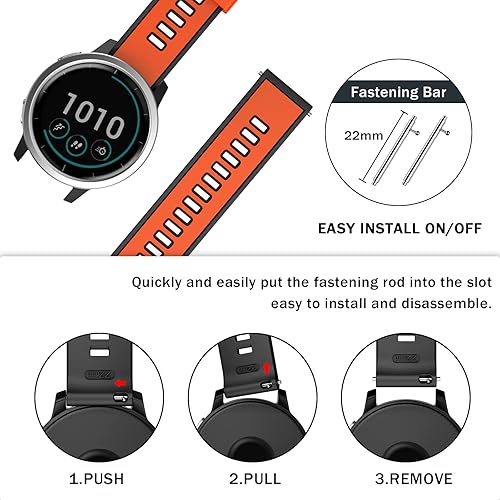 Miniatura 6 de ISABAKE Correas compatibles con Garmin Vivoactive 4Samsung Galaxy Watch de 1.65 pulgadas, correa de silicona de 0.866in para Ticwatch Pro S2E2Venu