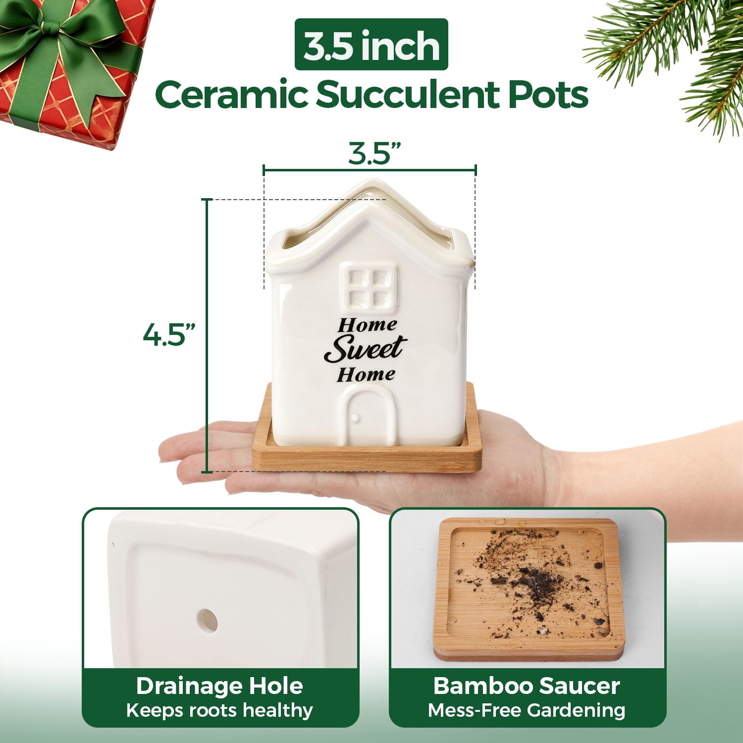 T4U House Warming Gifts New Home, 3.5 Inch Succulent Pots Home Sweet Home, Housewarming Gifts Small Pots for Plants, New Home Gift Ideas for New Apartment