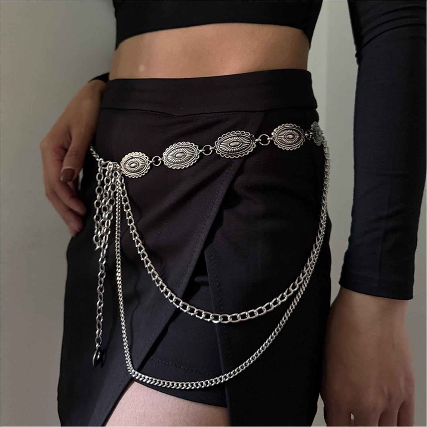 [XMSXP] エスニックウエストチェーンベルトアクセサリー多用途レディースウエストバンドゴシックドレススカートジーンズLusサイズ