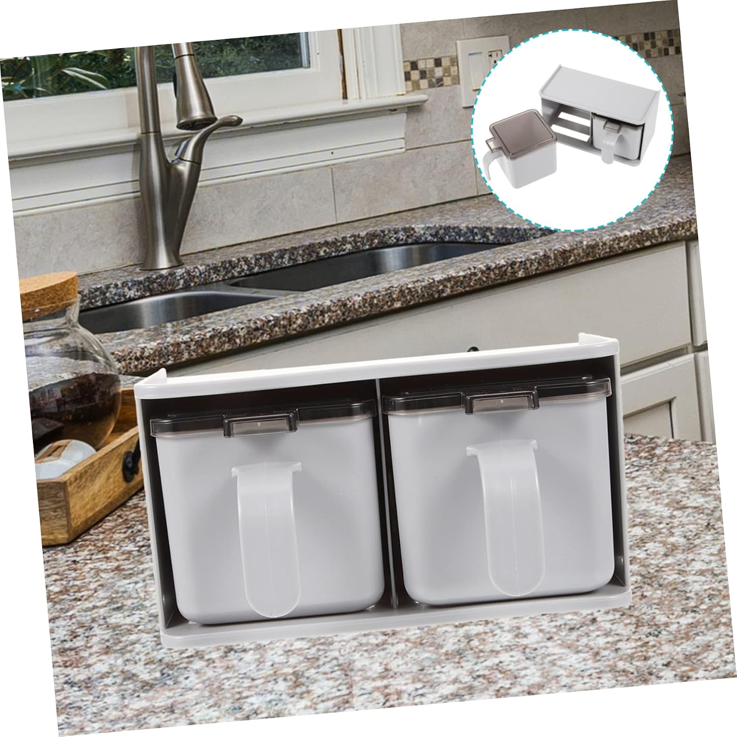 PRETYZOOM Kitchen Seasoning Box with Lid PP Compartment Organizer image 5