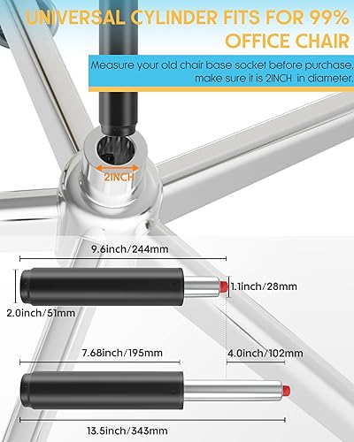 Miniatura 6 de SUBHTOH - Piezas de repuesto para silla de oficina, cilindro elevador de gas para silla de videojuegos de 4.0 pulgadas, cilindro de pistón