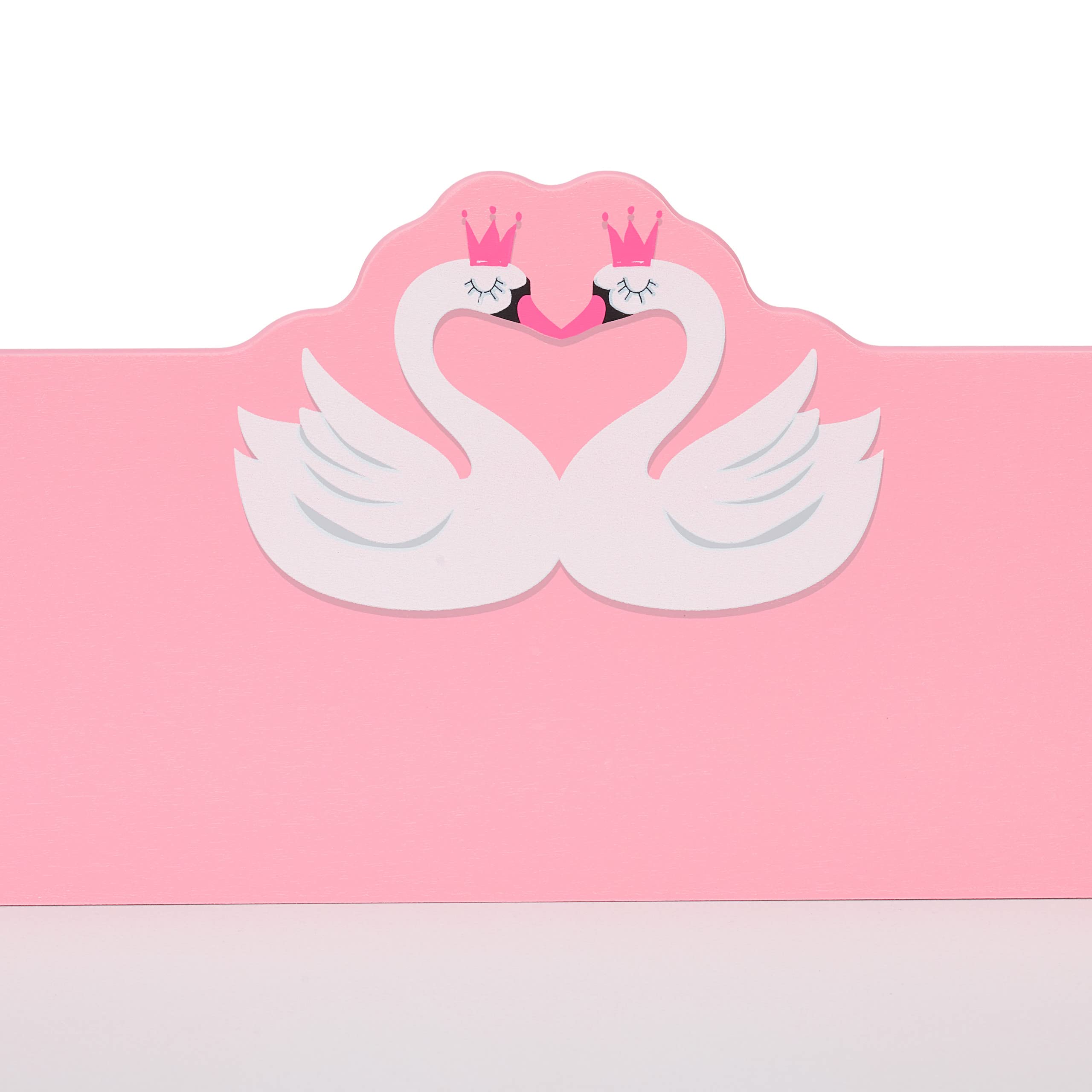 Relaxdays Scrivania e Sedia per Bambini, con Cassetto e 2 Ripiani Aperti, in MDF, Design Cigni Innamorati, Bianco Rosa