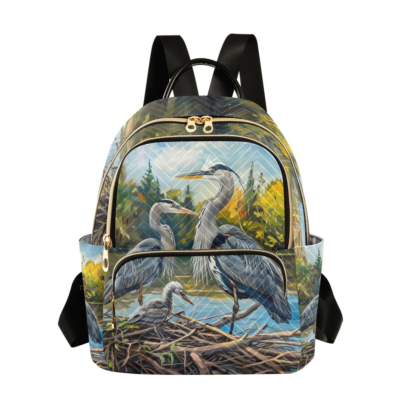 ALAZA Blue Herons Mini Backpack Purse for Women Travel Bag Lightweight Shoulder Bag Fashion Daypack