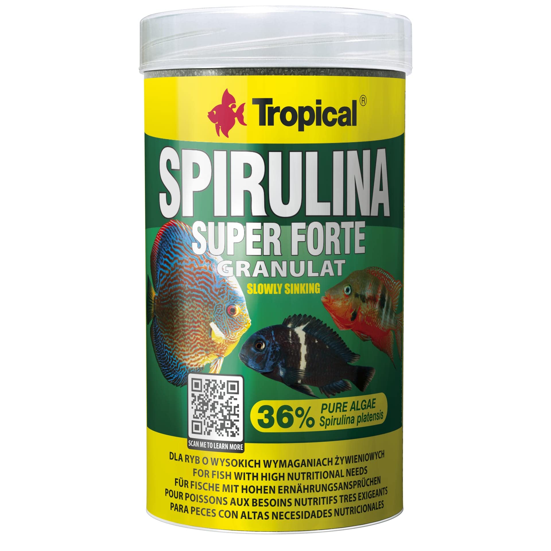 Super SPIRULINA Forte GRANULAT 250ml / 150g - Alimento granulado para Peces con Alto Contenido (36%) de alga Spirulina