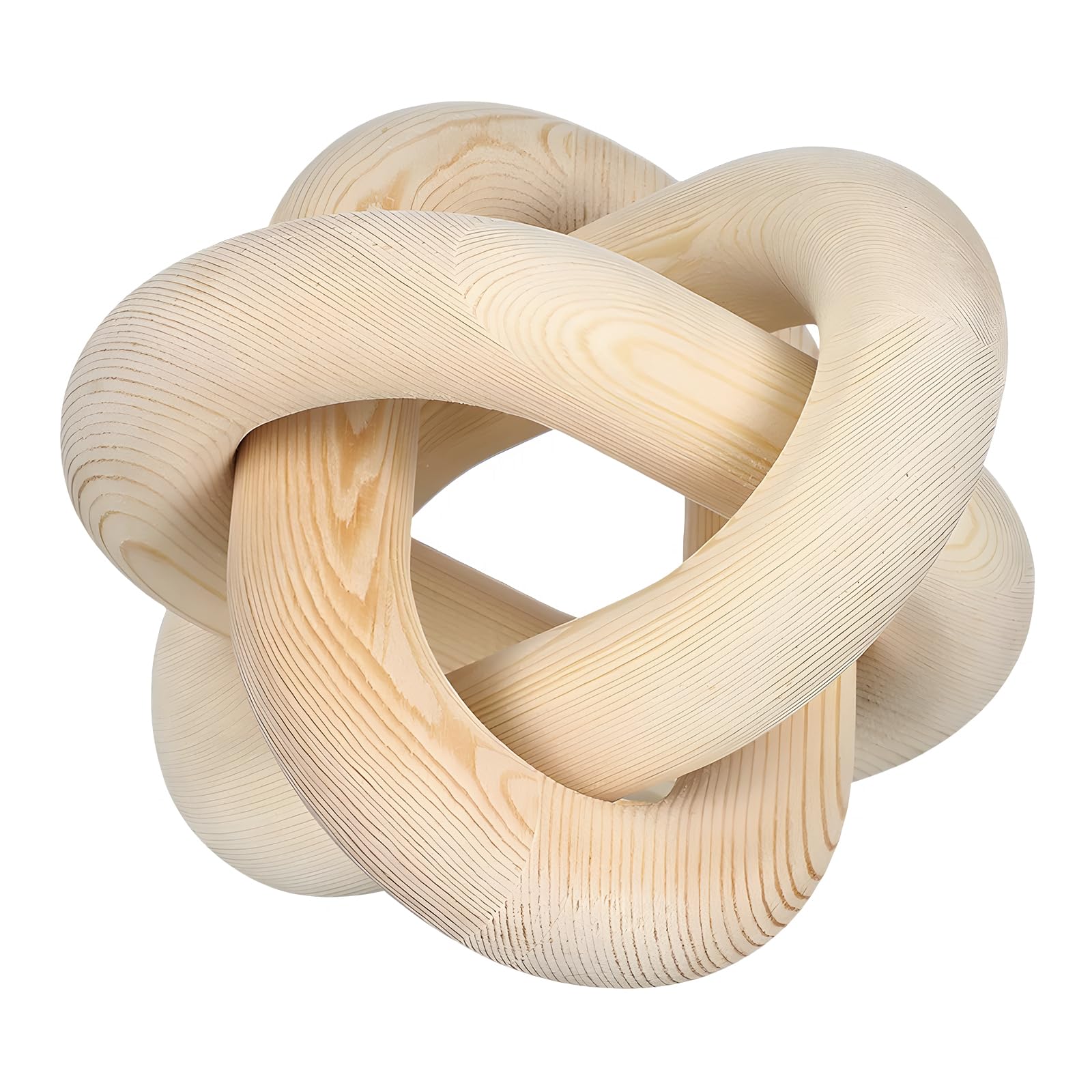 F Fityle Bohemio Eslabón de la Cadena de Madera Nudo Escultura Decoración Pieza Central de Madera Artesanía Estante Decoración Decorativo para Chimenea Fiesta, Beige