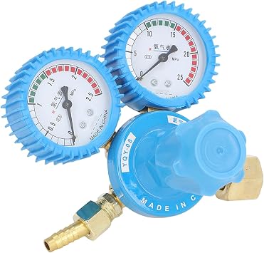 Welder Oxygen Regulator gauges, Brass Industrial Pressure Reducer - Dual Display 0-25MPa for Welding, Applications