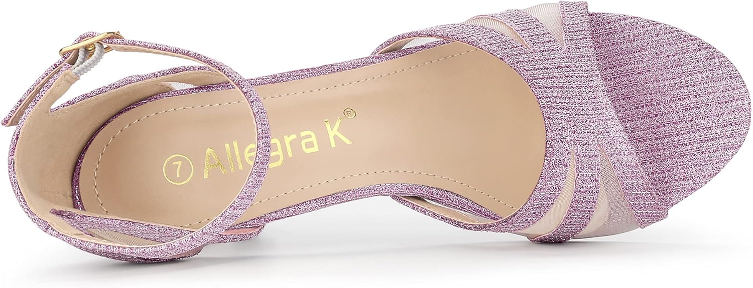 Allegra K Women's Glitter Ankle Strap Purple Stiletto Heels Sandals 10.5 m US - Image 4