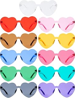 Quesuc Heart Shaped Love Rimless Sunglasses One Piece Transparent Candy Color Frameless Glasses Tinted Eyewear
