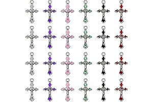 60Pcs 6Colors Alloy Colour Enamel Jesus Cross Charms Religious Silver Crucifix Pendants...