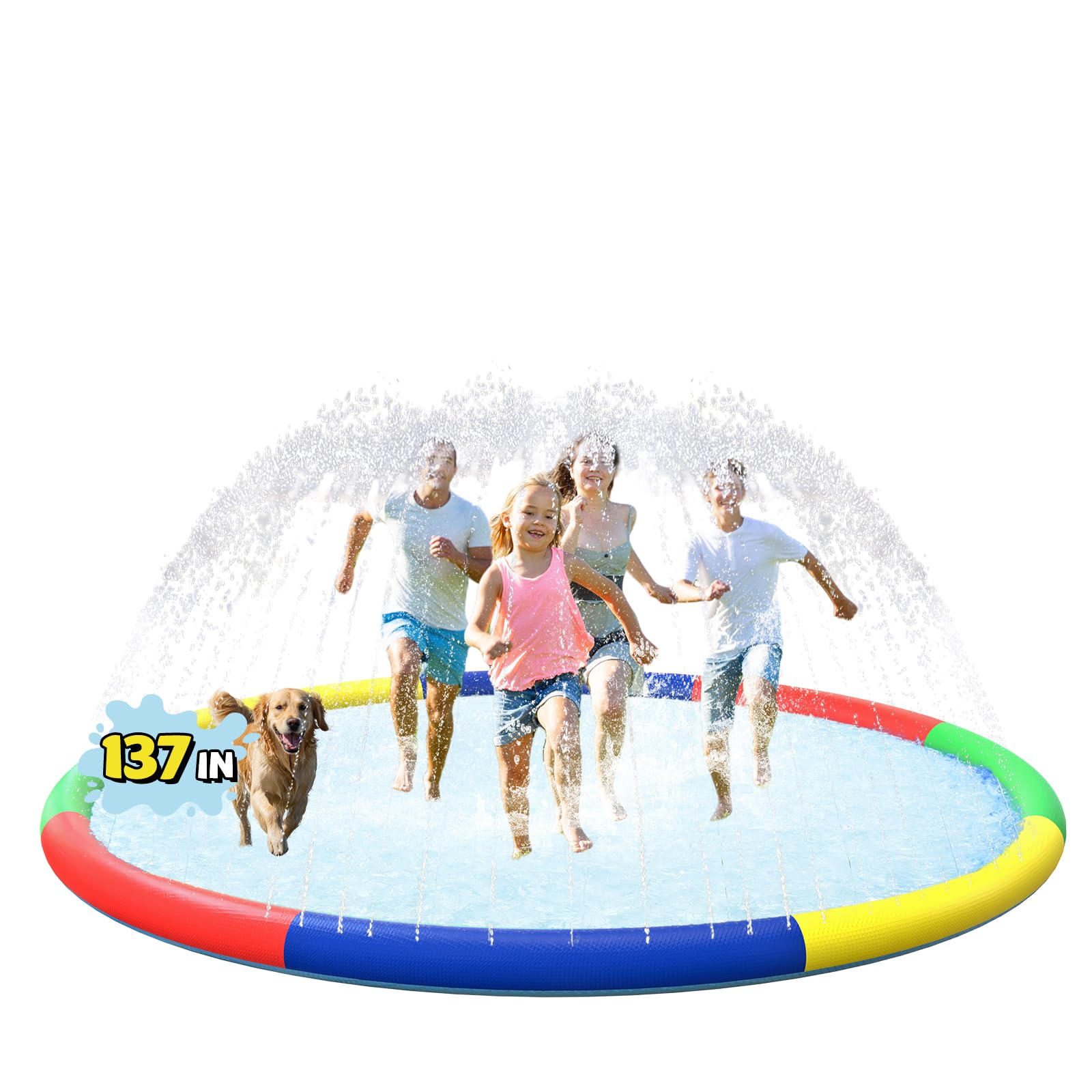 ODOSOLA 11.4 FT Large Splash Pad for Kids Ages 4-8, Non-Slip Baby Splash Pads for Toddlers, Oversized Kids Sprinklers for Yard, Heavy Duty Kid Pools