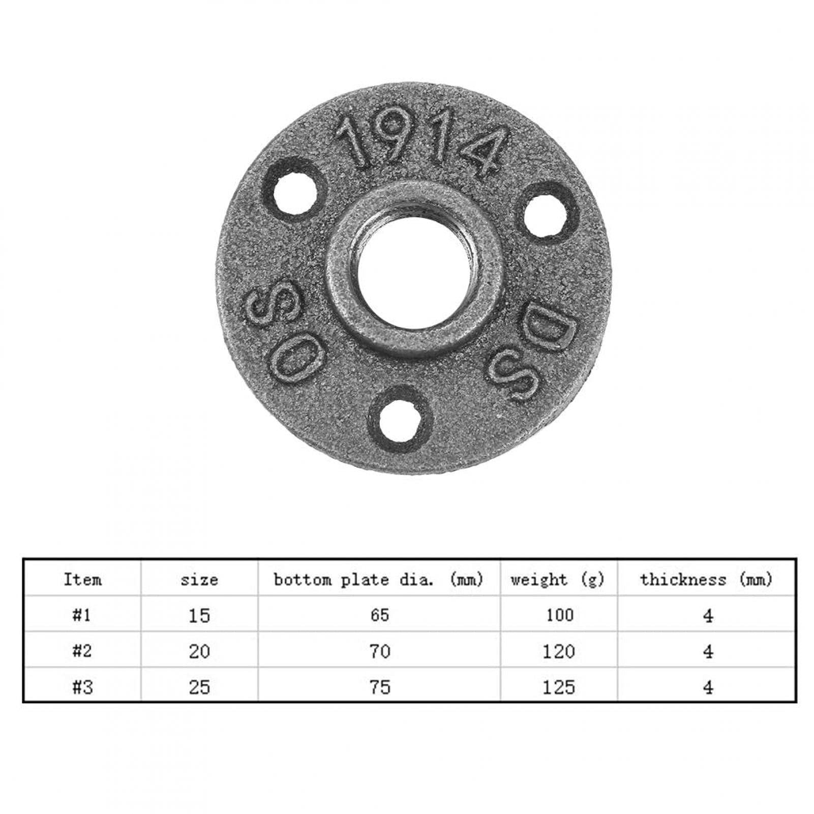 10 piezas de brida de piso de hierro maleable BSP, tubería de montaje roscada, brida de pared antigua para estanterías, rieles de cortina, perchas (negro)(DN20 3/4‘’)