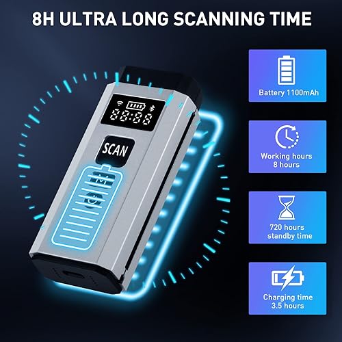 Miniatura 6 de Escáner de código de barras Bluetooth, lector de código de barras inalámbrico portátil 1D 2D 3 en 1 con cable y Bluetooth y conexión inalámbrica