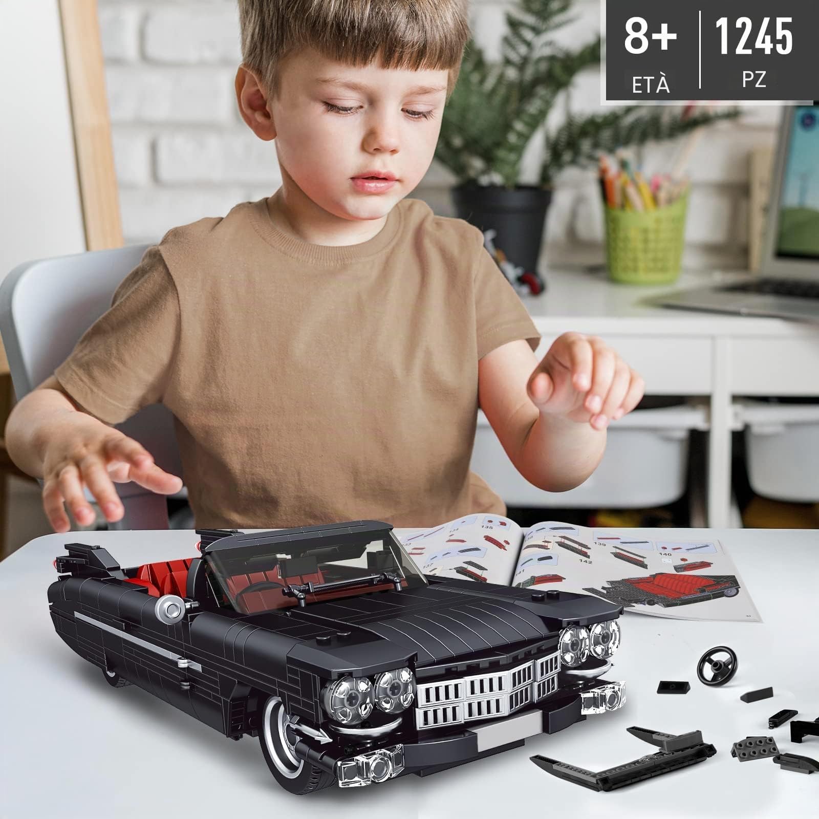 Mould King 10012 - Mattoncini da costruzione per auto d'epoca, 1245 pezzi, per adulti, ottima idea regalo per auto d'epoca (versione statica)