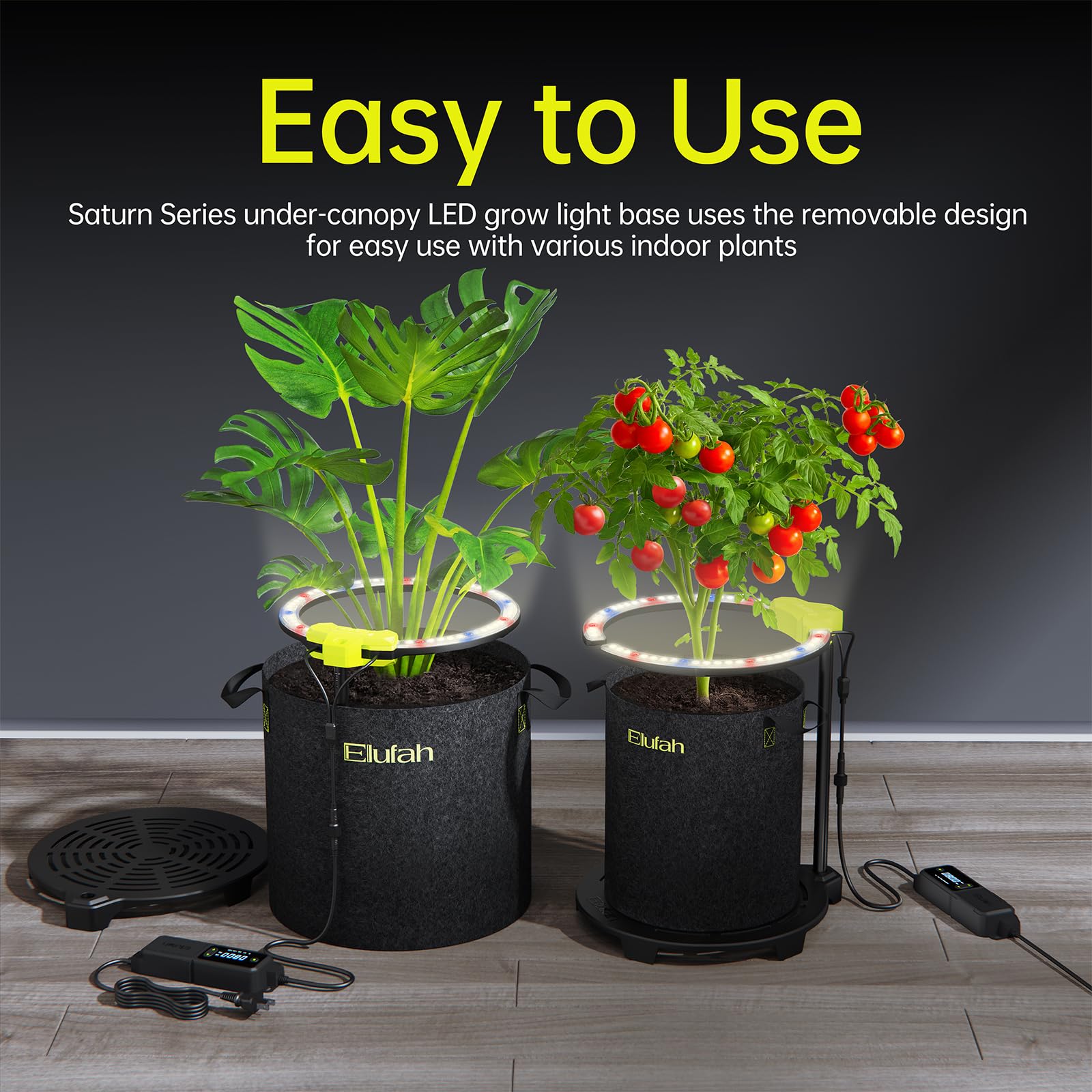 Saturn240 24 W lampa LED do uprawy roślin, pełne spektrum światła do roślin pokojowych, nasion, warzyw, kwiatów, regulowana wysokość 30,5 cm – 55,9 cm, kontroler, oświetlenie roślin 3 w 1, 6 x