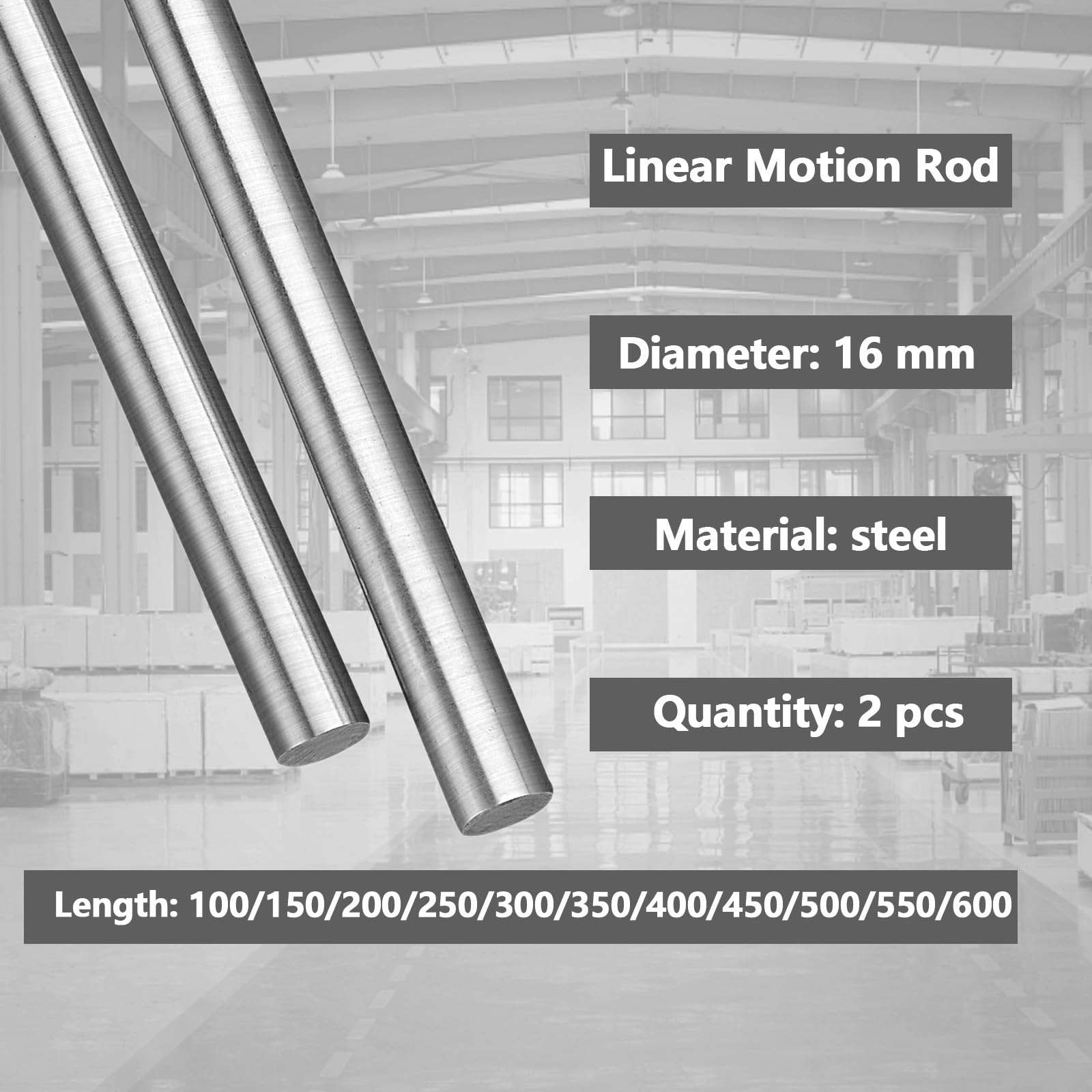 Lot de 2 barres de rail linéaire 16 mm x 400 mm en chrome trempé pour imprimante 3D