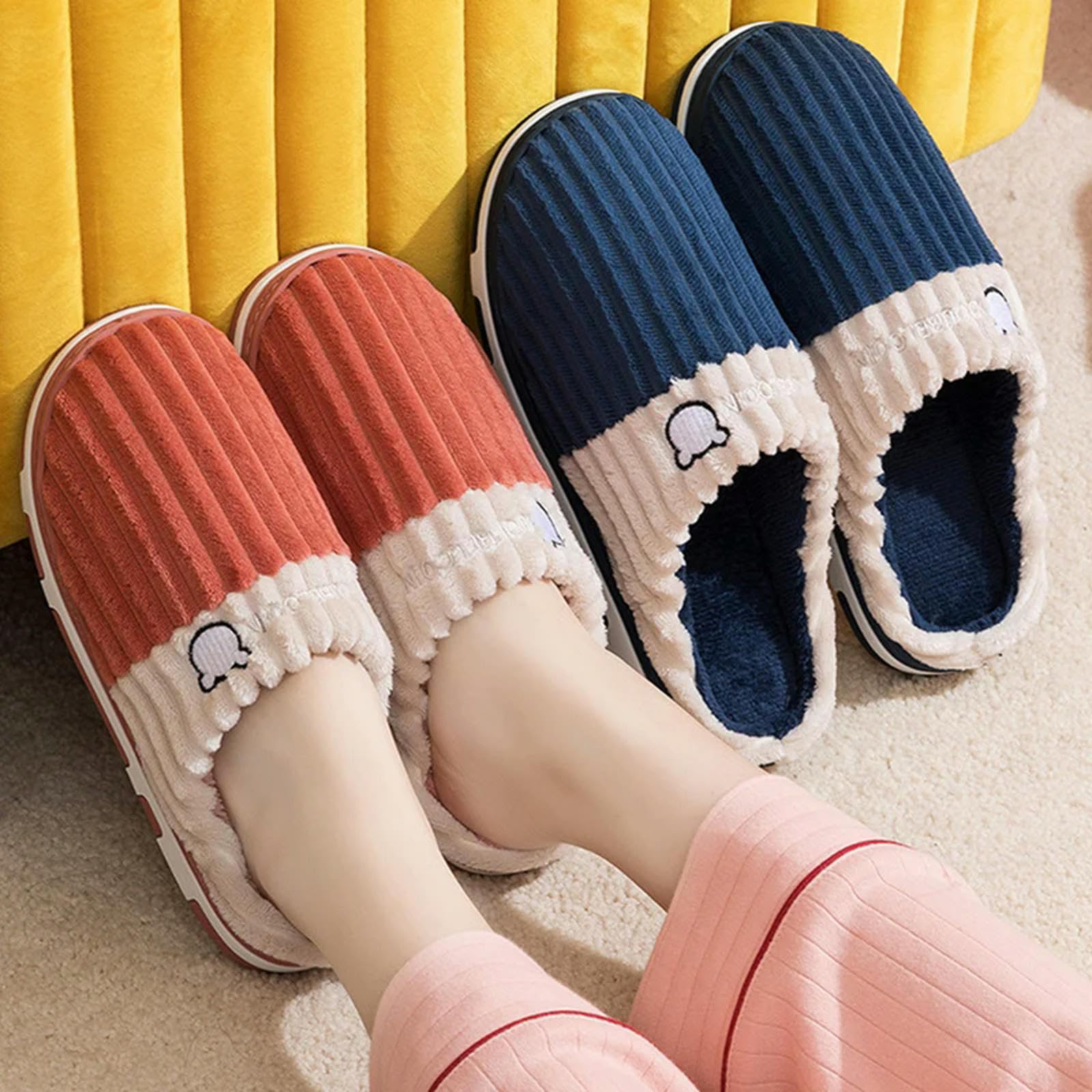 Pantofole Donne in Cotone Morbido Pannelli di Cotone Morbido Caldi Non Slittanti di Cotone da Casa da Casa Uomo Pantofole Inverno Cotone Pantofole di Cotone Inverno-pk-40-41