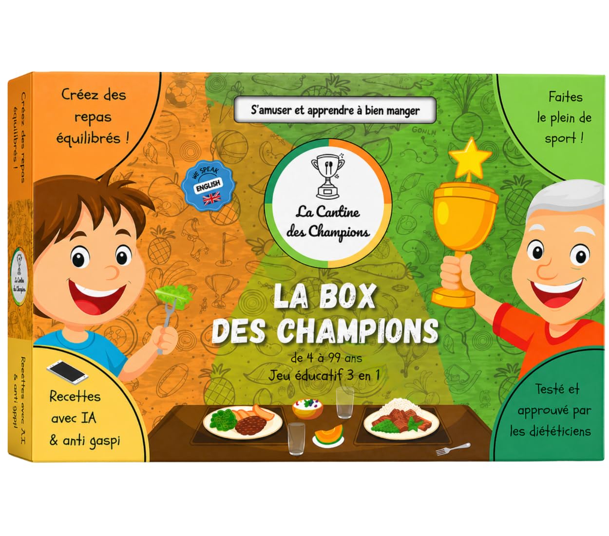 La Cantine des Champions - Jouer et Bien Manger - Jeu éducatif magnétique pour Enfants - Alimentation équilibrée, Organisation des Repas & activité Physique - Maison, école, collectivités - Dès 3 Ans