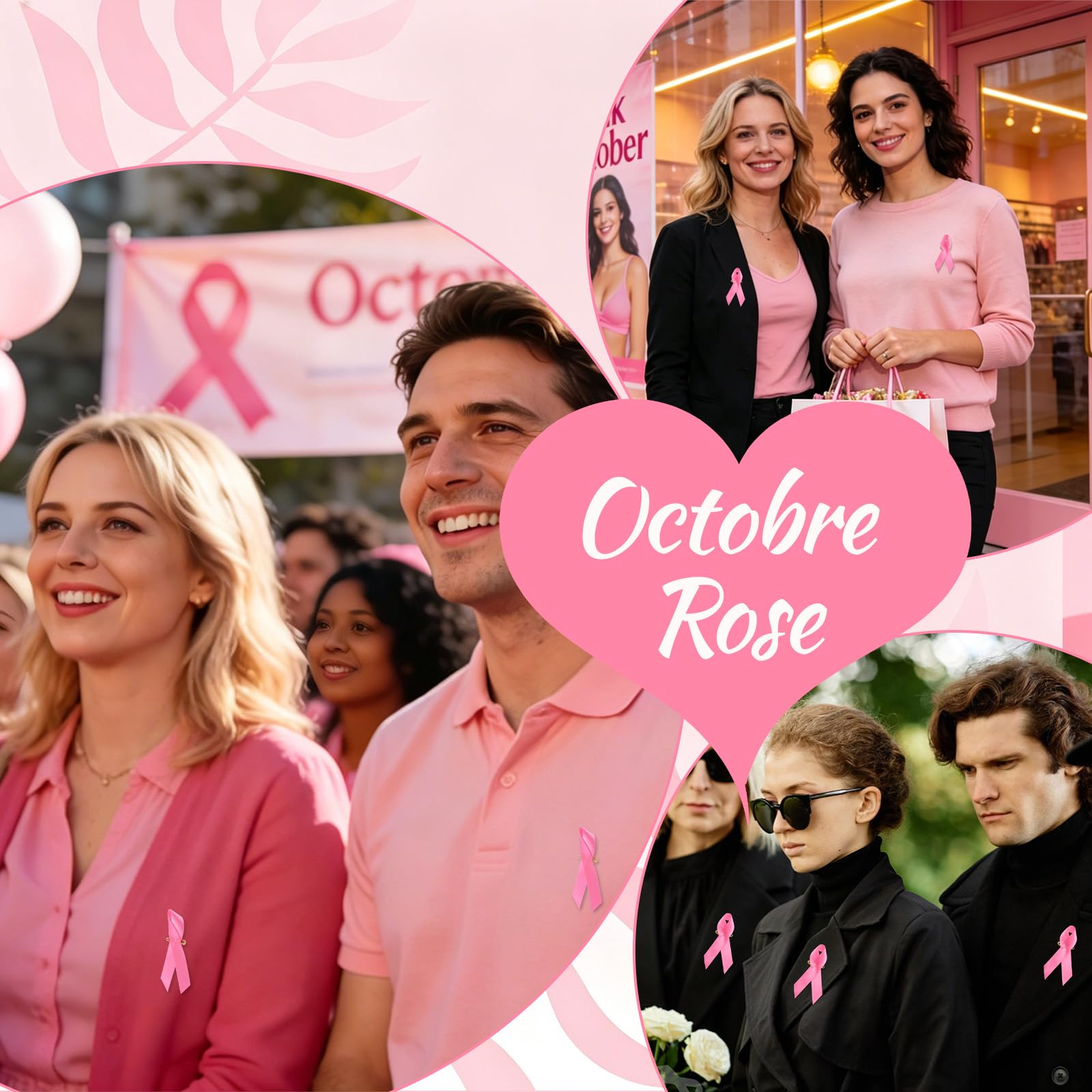 WANDIC 500 PCS Pin's Octobre Rose,Broche Octobre Rose Decoration pour la Sensibilisation au Cancer du Sein Épingles Badge à Ruban en Polyester Accessoires pour Les Activités Caritatives Femme