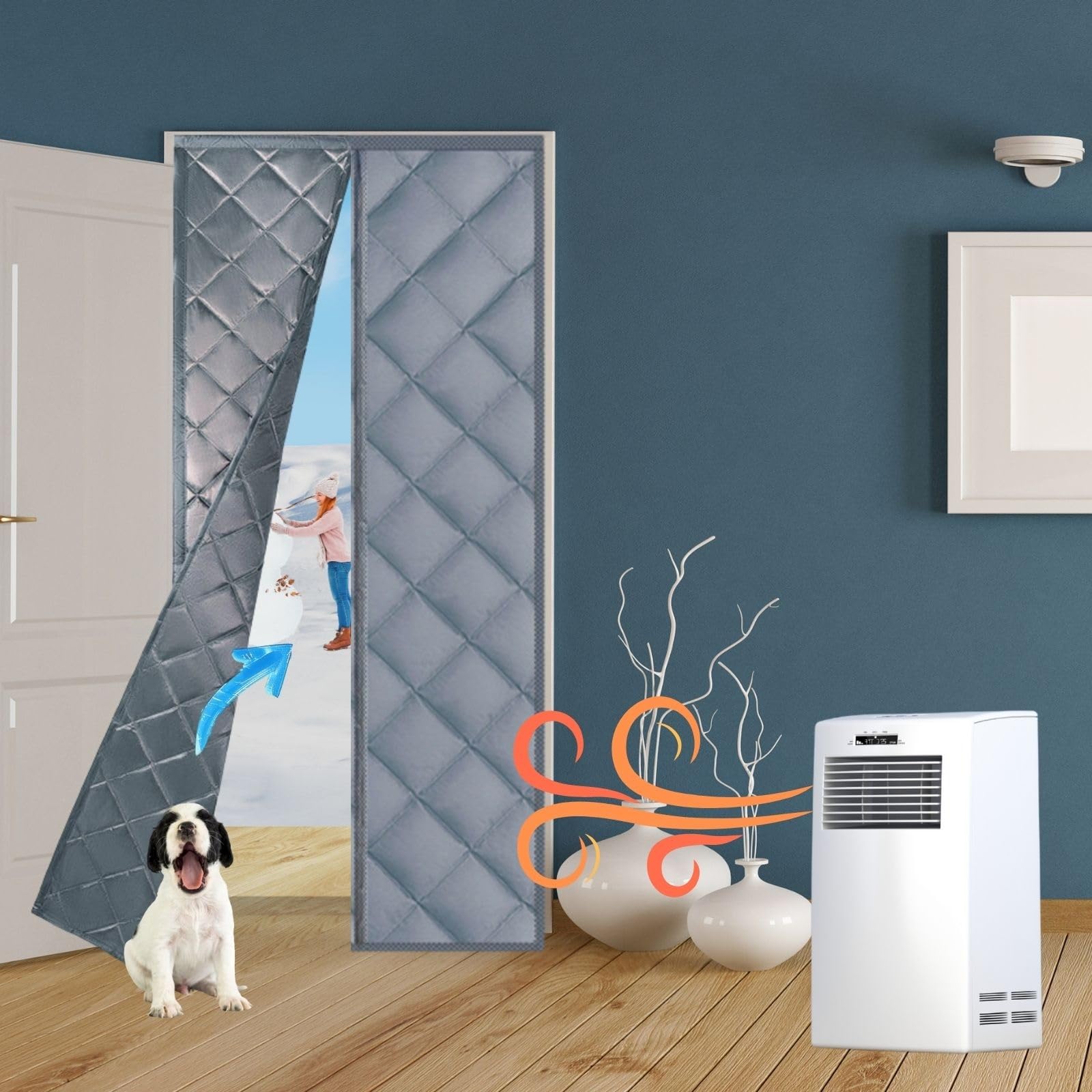 Rideau magnétique isolant thermique porte pour un salon chaud et confortable