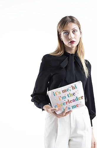 Miniatura 3 de TSOTMO Bolsa de maquillaje con cremallera para animadora It's Me, Hi I'm The Cheerleader It's Me Bag Cheerleading Teammate Gift, Beige, Animadora
