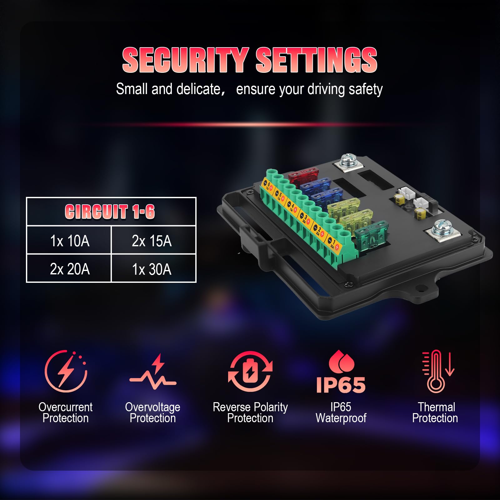 Chelhead Panel de interruptor remoto Bluetooth de 6 bandas, retroiluminado RGB, luz estroboscópica, multifunción, panel de interruptor auxiliar multifunción con control de aplicación, impermeable