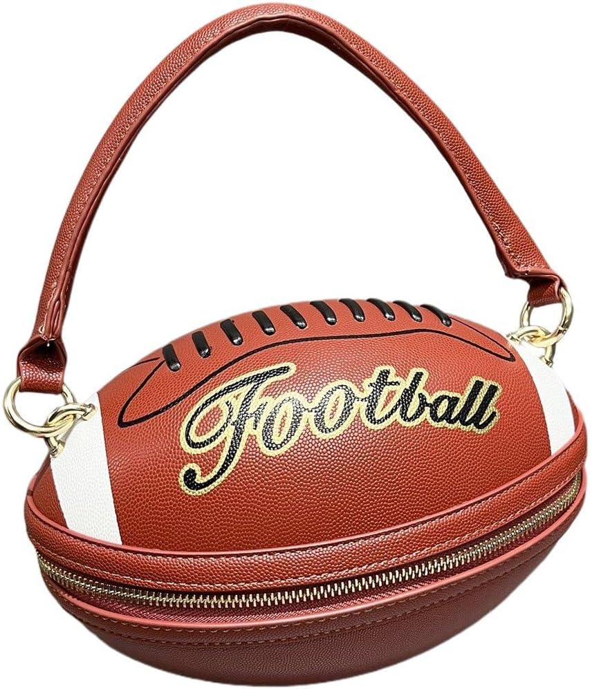Women Football Shaped Crossbody Shoulder Bag Purse Handbags Chain Crossbody Bag Tote Bag Novelty Funny Bag