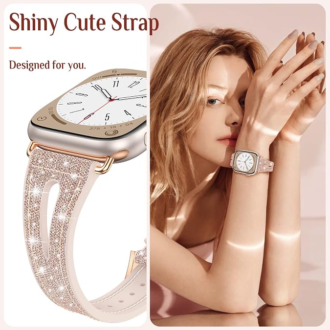 Goton Bling Color-Shift Silicone Band for Apple Watch Band Women