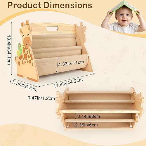Miniatura 4 de Estantería para niños pequeños de doble cara con mangas profundas de 4 niveles para niños, estante Montessori de madera para libros para habitación
