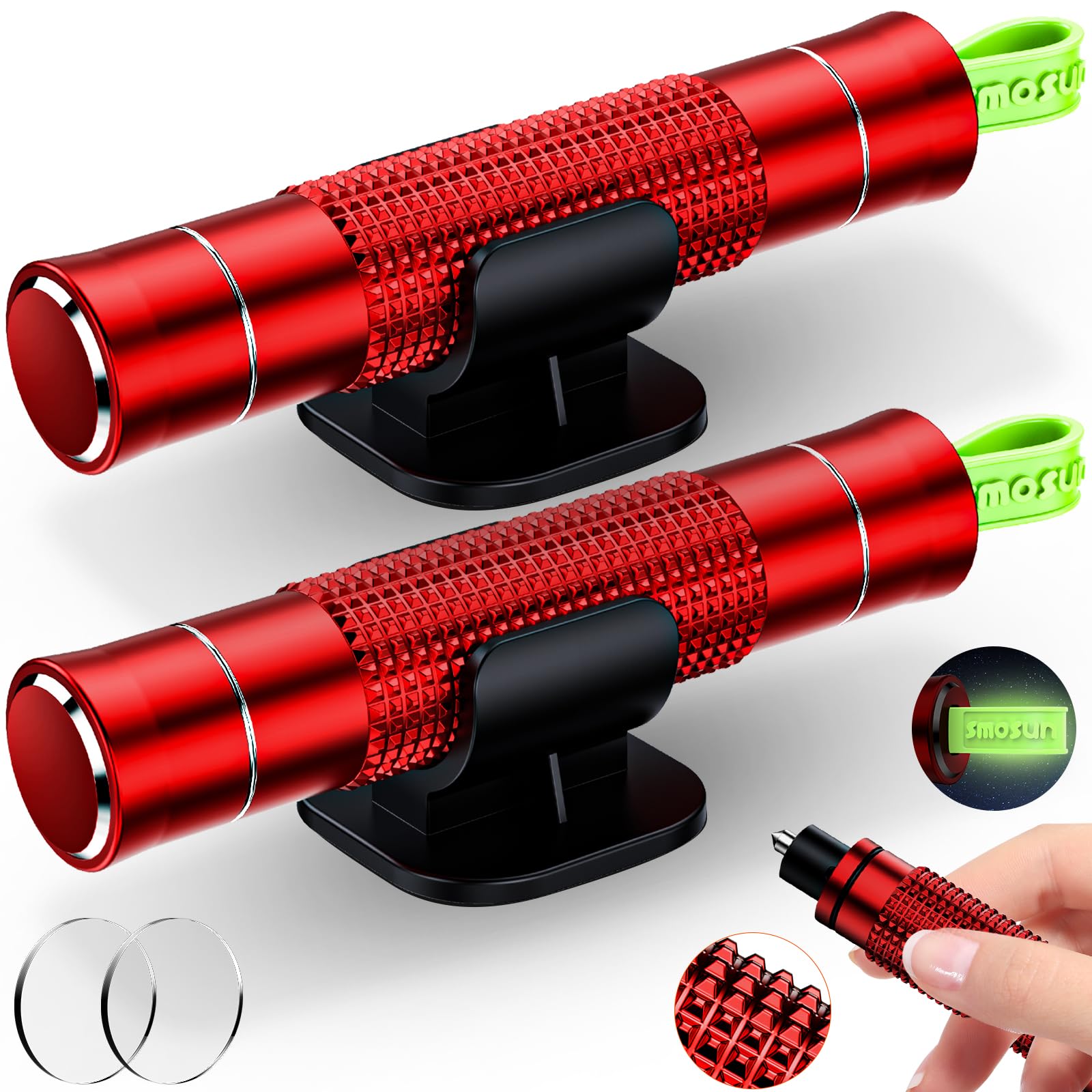 smosun Verbessert Gurtschneider Notfallhammer Mini, 2 In 1 Safety Nothammer Auto mit Gurtschneider, Tragbarer Sicherheitshammer Fensterbrecher, Glasbrecher, Autoscheiben Zerstörer (2 Rot) – Amazon Angebot