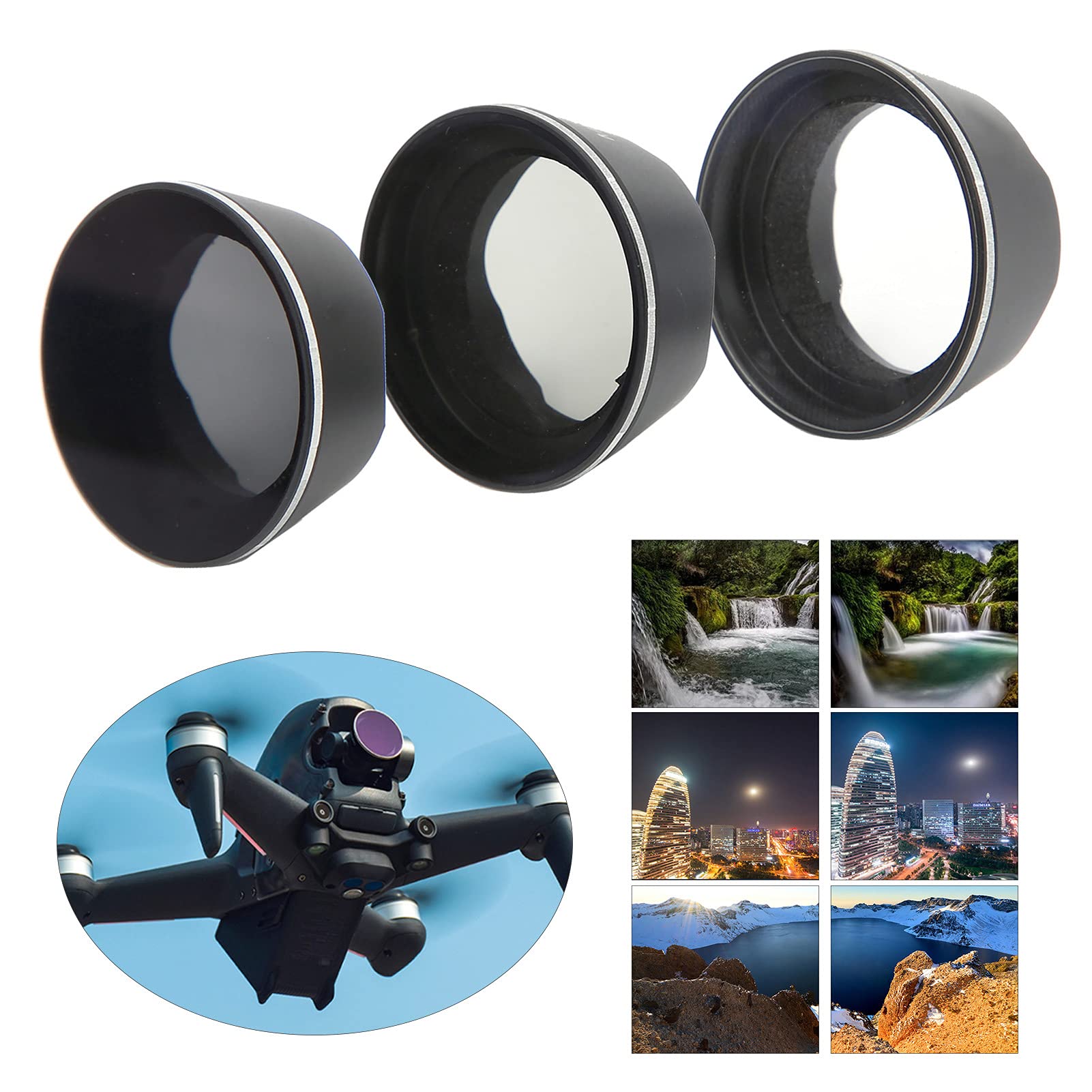 Zestaw filtra soczewki dronów szklany UV CPL ND8 Filtry ochronne dla FPV Combo HD wielowarstwowa powłoka aluminiowa Czarna 3PCS