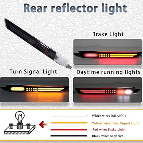 Miniatura 2 de Reflectores LED ahumados para parachoques trasero, luz trasera de freno antiniebla, lámparas de señal de giro secuencial, accesorios compatibles con